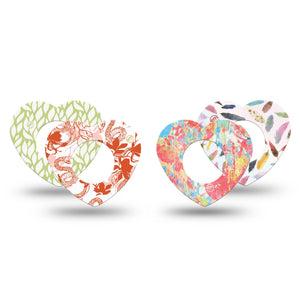 ExpressionMed Heatwave Variety Pack Freestyle Libre 2 and Libre 2 Plus Heart Shape Tape, Abbott Lingo, 4-Pack Tape Variety Pale Spring Prints, Adhesive Patch CGM Design