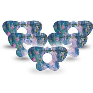 ExpressionMed Monet Water Lilies Freestyle Libre 3 and Libre 3 Plus Butterfly Shape Tape 5-Pack Tape Nature Scene, Plaster CGM Design