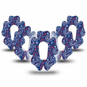ExpressionMed Independence Paisley Dexcom G6 Flower Shape Tape 5-Pack Tape Independence Day Paisley, Adhesive Patch Continuous Glucose Monitor Design