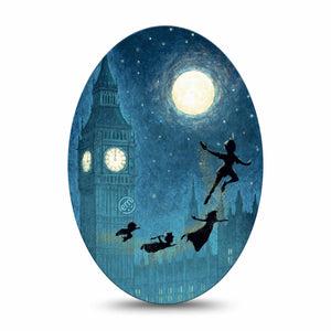 ExpressionMed Starlight Flyers Medtronic Guardian Enlite Universal Oval, Single Tape peter pan flying scene Vinyl Decoration for CGM