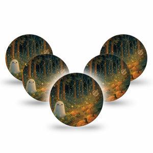 ExpressionMed Woodland Ghost Freestyle Libre 3 and Libre 3 Plus OverPatch, 5-Pack cute ghost print Plaster for Continuous Glucose Monitor