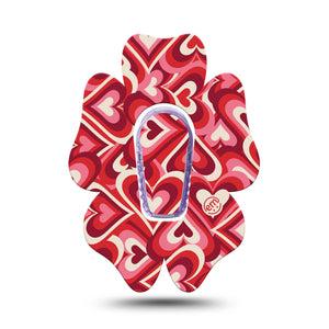ExpressionMed Valentine Hearts Dexcom G6 Flower Shape Tape Single Tape and Single Sticker Psychedelic Hearts Inspired, Adhesive Patch Continuous Glucose Monitor Design