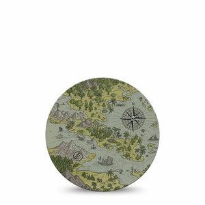 ExpressionMed Navigation Freestyle Libre and Libre 2 Plus Overpatch, Abbott Lingo, Single Tape Earth Tone Map, Fixing Ring Patch CGM Design