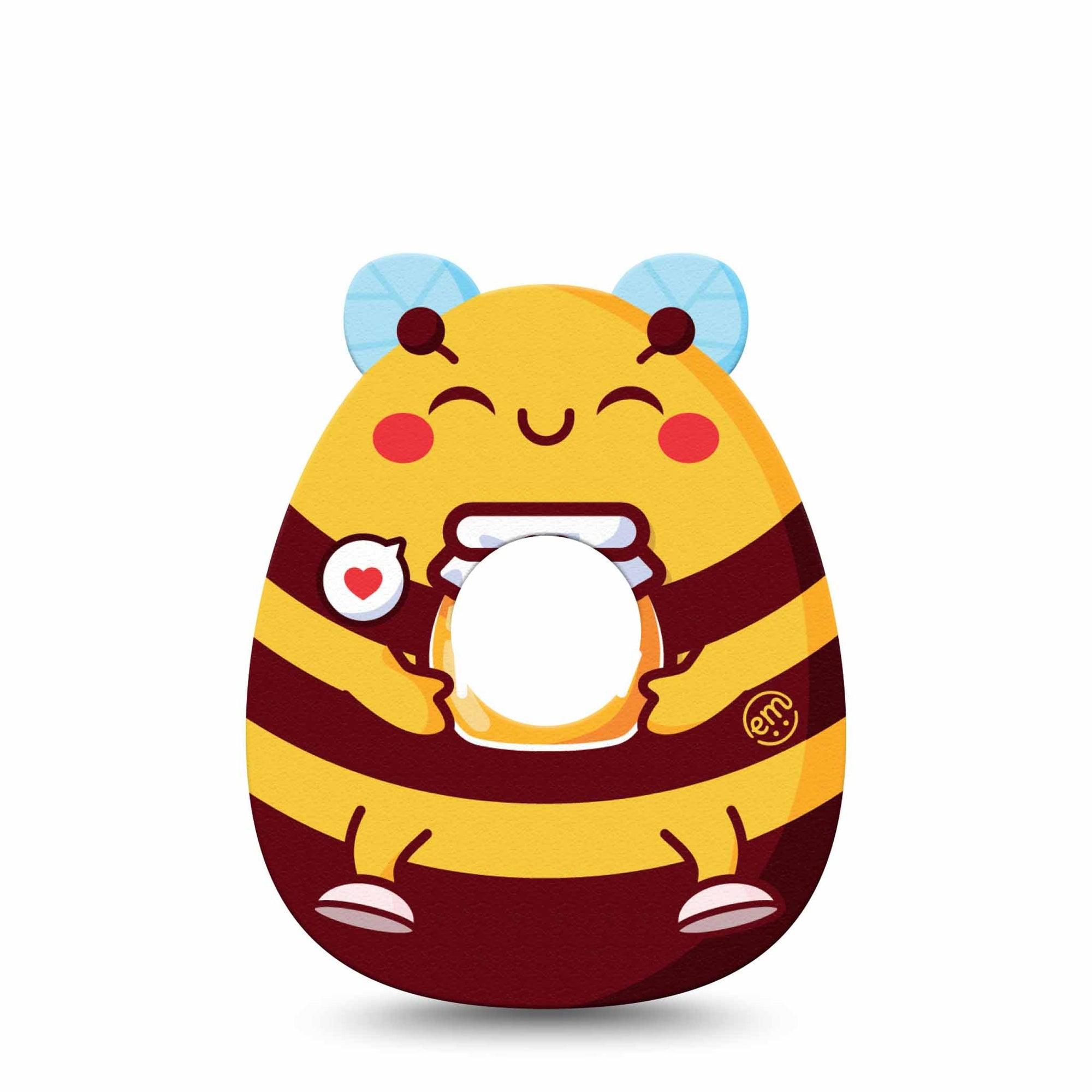 ExpressionMed Honey Bee Freestyle Libre 3 Gumdrop Shape Tape Single Tape Happy Honeybee, Overlay Patch CGM Design