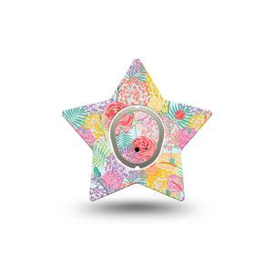 ExpressionMed Spring Flowers Dexcom G7 and Dexcom Stelo Glucose Biosensor System Star, Single Tape and Single Sticker Bright spring flowers,  Adhesive Patch for CGM