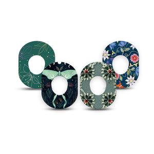 ExpressionMed Muted Mosses Variety Pack Dexcom G7 Mini Tape, Dexcom Stelo Glucose Biosensor System, 4-Pack Tape Variety, Blue Green Florals, Patch Continuous Glucose Monitor Design