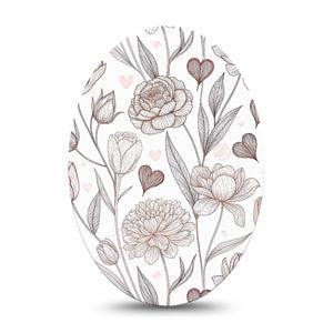 ExpressionMed Minimalist Botanical Medtronic Guardian Enlite Universal Oval, Single Tape Clean plant linework Vinyl Decoration for CGM