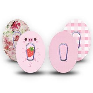 ExpressionMed Powder Pink Variety Pack Dexcom G6 Tape, 4-Pack Tape and 4-Pack Sticker Variety, Pastel Light Pink Mix, Plaster Continuous Glucose Monitor Design