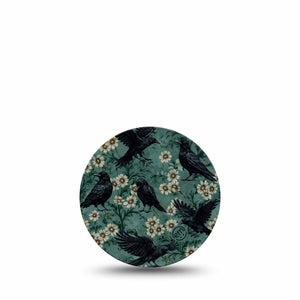 ExpressionMed Crows Freestyle Libre 3 and Libre 3 Plus OverPatch, Single Tape raven flower design Adhesive Tape for CGM