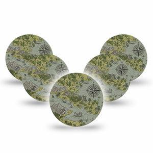 ExpressionMed Navigation Freestyle Libre 3 and Libre 3 Plus Overpatch, 5-Pack Tape Adventure Themed, Adhesive Patch CGM Design