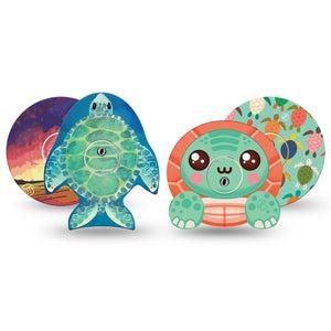 ExpressionMed Reef Riders Variety Pack Freestyle Libre 3 and Libre 3 Plus Tape 4-Pack Tape and 4-Pack Sticker Beachy Cute Animals, Adhesive Tape Continuous Glucose Monitor Design