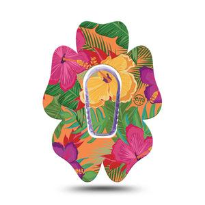 ExpressionMed Bright HibiscusDexcom G6 Flower Shape Tape Single Tape and Single Sticker Tropical Flower Adhesive Patch Continuous Glucose Monitor Design