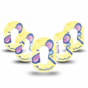 ExpressionMed Marvelous Dragonfly Dexcom G6 Mini Tape 5-Pack Tape Cute Spectacular Dragonfly, Adhesive Tape CGM Design