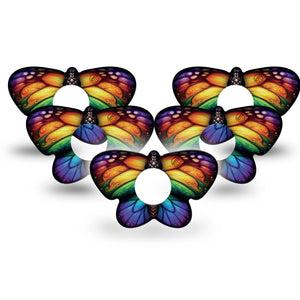 ExpressionMed Rainbow Butterfly Infusion Set Butterfly Shape Tape 10-Pack Tape Pride Inspired Butterfly, Plaster Continuous Glucose Monitor Design