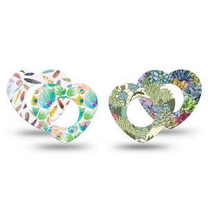 ExpressionMed Desert Succulent Variety Pack  Freestyle Libre 2 and Libre 2 Plus Heart Shape Tape, Abbott Lingo,  4-Pack Tape Variety Desert Vegetation Florals, Adhesive Patch CGM Design