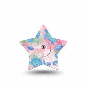 ExpressionMed Turtley One-derful Freestyle Libre 3 and Libre 3 Plus Star, Single Tape and Single Sticker Seashells hibiscus Fixing Ring Tape for CGM