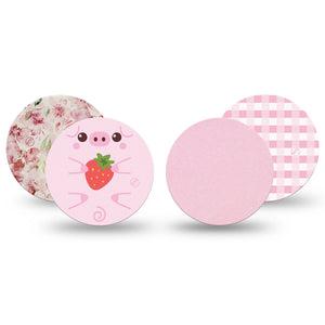 ExpressionMed Powder Pink Variety Pack Freestyle Libre and Libre 2 Plus Overpatch, Abbott Lingo, 4-Pack Tape Variety, Springy Light Pink Inspired, Fixing Ring Patch CGM Design