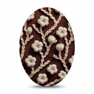 ExpressionMed Cozy Sweater Medtronic Guardian Enlite Universal Oval, Single Tape Ivory Knitted Inspired Florals, Plaster CGM Design