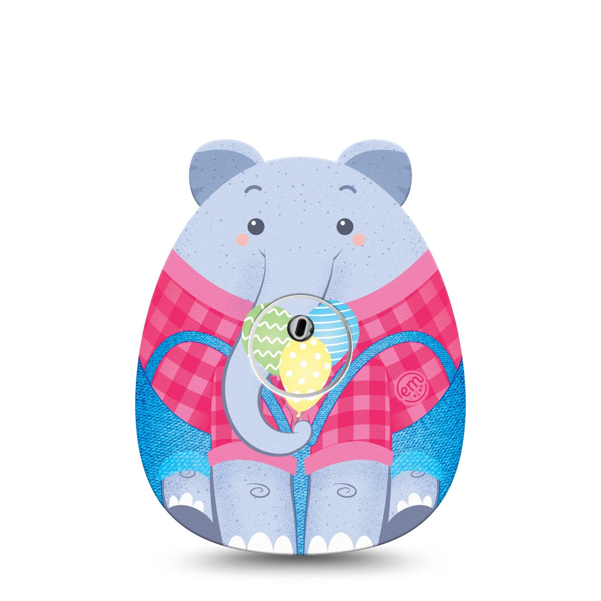 ExpressionMed Circus Elephant Freestyle Libre 3 Gumdrop Shape Tape Single Tape and Single Sticker Squishmallow Circus Elephant, Overlay Patch CGM Design