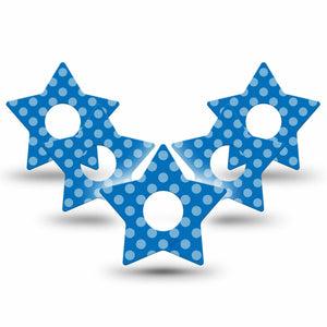 ExpressionMed Blue Polka Dots Freestyle Libre 3 and Libre 3 Plus Star Shape Tape, 5-Pack Tape Blue Dots Bloom, Patch CGM Design