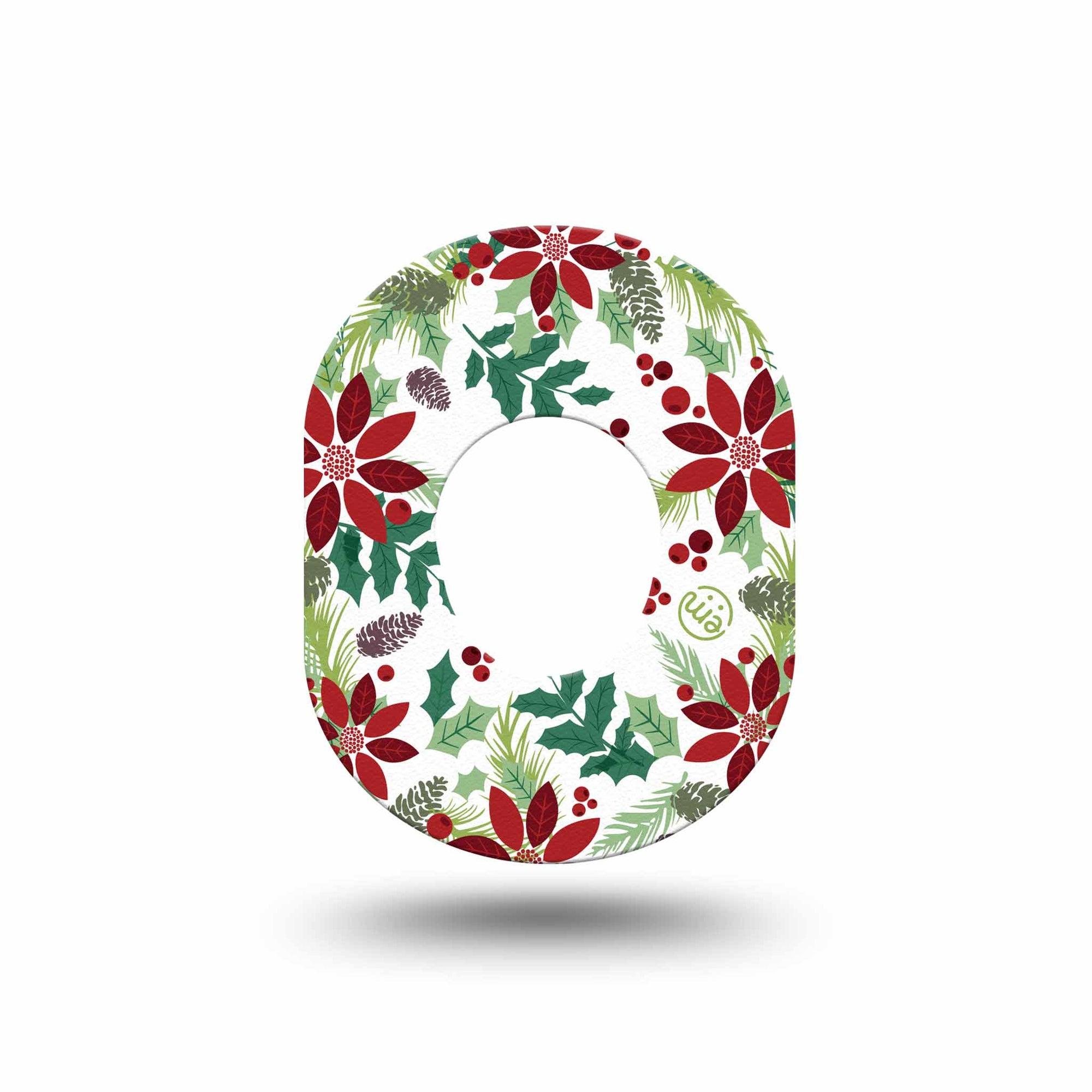 ExpressionMed Christmas Wreath Dexcom G7 and Stelo Mini Tape, Dexcom Stelo Glucose Biosensor System, Single Tape, Patch Continuous Glucose Monitor Design