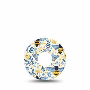ExpressionMed Busy Bees Freestyle Libre 3 and Libre 3 Plus, Single Tape Delicate bees flowers Overlay Patch for Continuous Glucose Monitor