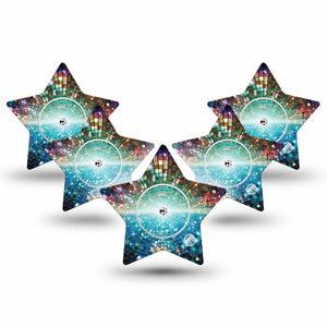 ExpressionMed Disco Lights Freestyle Libre, Libre 2 Plus, and Abbott Lingo Star, 5-Pack Tape and 5-Pack Sticker Neon glow effect Waterproof Sensor Cover for Continuous Glucose Monitor