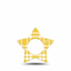 ExpressionMed yellow gingham Freestyle Libre, Libre 2 Plus, and Abbott Lingo Star, Single Tape Retro yellow plaid Decorative Patch for CGM