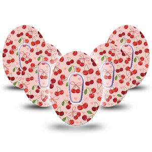 ExpressionMed Cherries Dexcom G6 Tape, 5-Pack Tape and 5-Pack Sticker Cute Cherries, Plaster Continuous Glucose Monitor Design