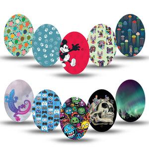 ExpressionMed Boys Holiday Gift Set Medtronic Guardian Enlite Universal Oval, 10-Pack Tape Retro coat print Vinyl Decoration for CGM
