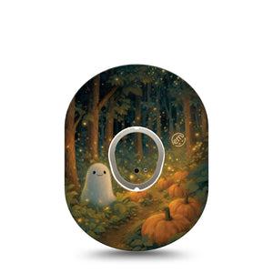 ExpressionMed Woodland Ghost Dexcom G7 and Dexcom Stelo Glucose Biosensor System, Single Tape and Single Sticker cute ghost print Overlay Patch for CGM