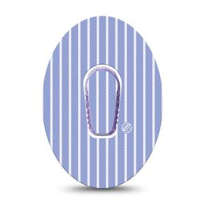 ExpressionMed Blue Stripes Dexcom G6, Single Tape and Single Sticker Light blue and white stripes Sensor Cover for Continuous Glucose Monitor