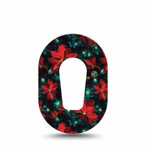 ExpressionMed Christmas Floral Dexcom G6 Mini Tape, Single Tape Poinsettias and Lights, Adhesive Tape CGM Design