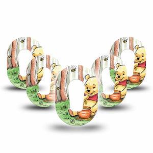 ExpressionMed Winnie the Pooh Dexcom G6 Mini Tape 5-Pack Honey Bear Pooh Adhesive Tape CGM Design