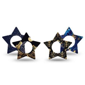 ExpressionMed Midnight Majesty Variety Pack Freestyle Libre, Libre 2 Plus, and Abbott Lingo Star, 4-Pack Tape Variety Fun gold texure inspired Waterproof Sensor Cover for Continuous Glucose Monitor