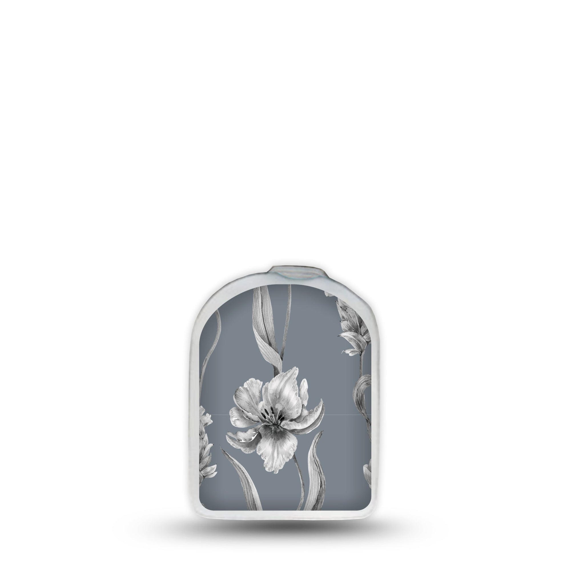 ExpressionMed Muted Petals Omnipod Surface Center Sticker Single Sticker Muted Blue Tone Flowers Floral Vinyl Decoration Pump Design