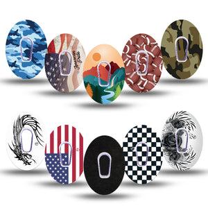 ExpressionMed Mens Holiday Gift Set Dexcom G6, 10-Pack Tape and 10-Pack Sticker, Rugged Motifs & Clean Color Blocking Sensor Cover for Continuous Glucose Monitor