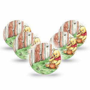 ExpressionMed Winnie the Pooh Freestyle Libre 3 Overpatch 5-Pack Pooh Bear and Honeybees Adhesive Patch CGM Design