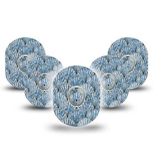 ExpressionMed Seashells Dexcom G7 Tape, Dexcom Stelo Glucose Biosensor System, 5-Pack Tape and 5-Pack Sticker Sea Shell Pattern, Overlay Tape CGM Design