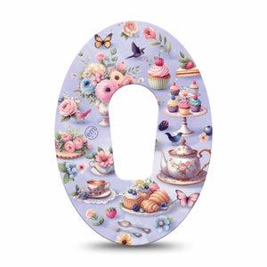ExpressionMed Floral Tea Party Dexcom G6 Tape Single Tape Tea Time Party, Plaster Continuous Glucose Monitor Design
