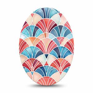 ExpressionMed Watercolor Fan Medtronic Guardian Enlite Universal Oval, Single Tape Summertime fan print Vinyl Decoration for CGM