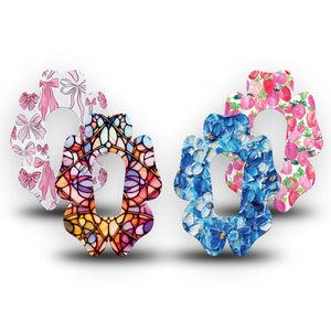 ExpressionMed Bright Dexcom G6 Flower, 4-Pack Tape lively color palette Overlay Patch for Continuous Glucose Monitor