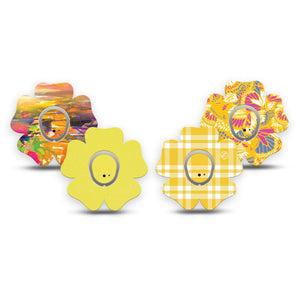 ExpressionMed Sunlit Yellow Dexcom G7 and Dexcom Stelo Glucose Biosensor System Flower, tape and sticker  warm yellow aesthetic Fixing Ring Patch for CGM