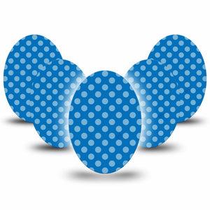 ExpressionMed Blue Polka Dots Medtronic Guardian Enlite Universal Oval, 5-Pack Tape Simple Blue Polka Dots, Plaster CGM Design
