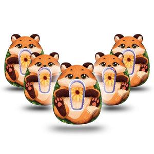 ExpressionMed Fox Dexcom G6 Gumdrop Shape Tape, 5-Pack Tape and 5-Pack STicker Fluffy Fox Friend, Overlay Patch CGM Design
