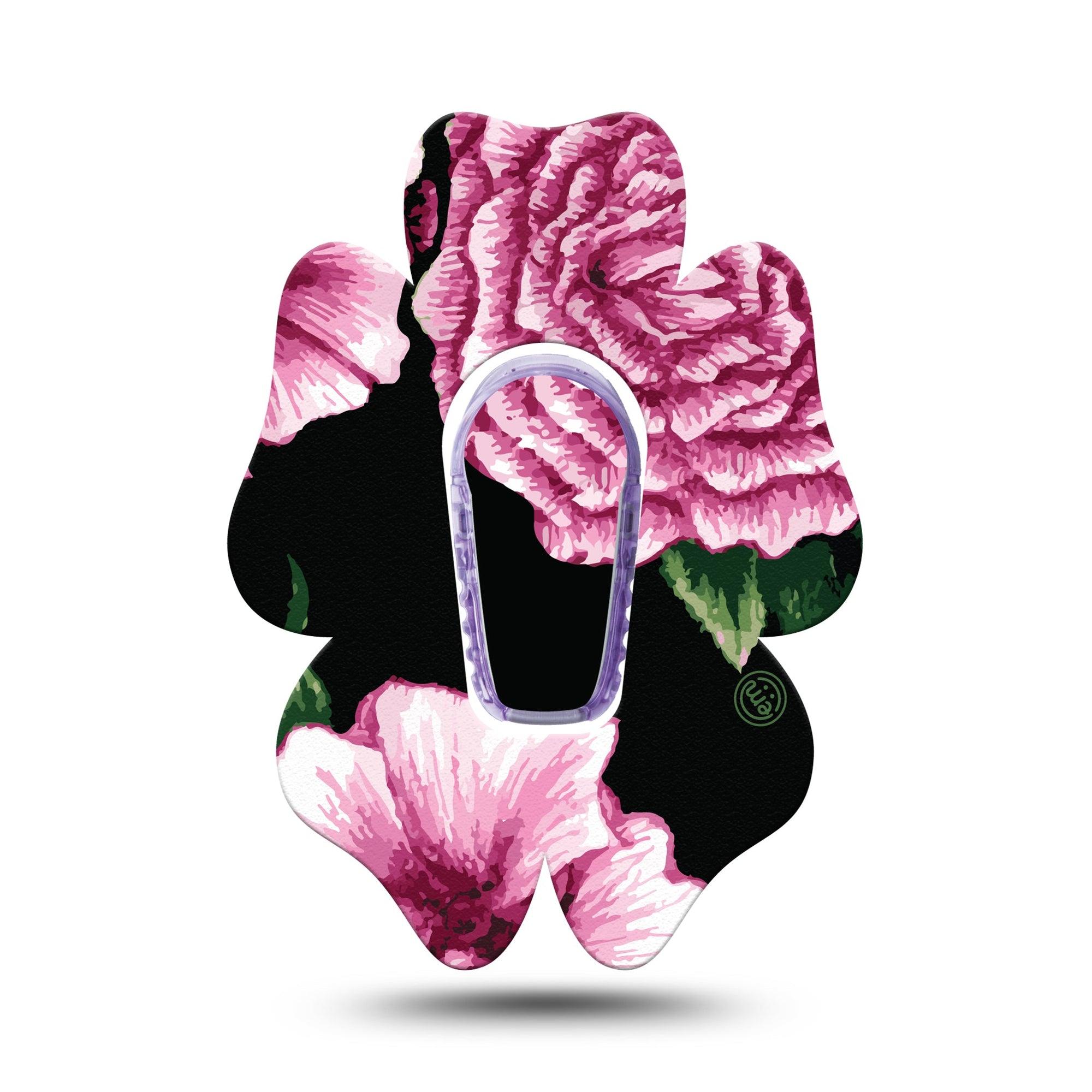 ExpressionMed Intricate Floral Dexcom G6 Flower Shape Tape Single Tape and Single Sticker Artistic Blossoms, Adhesive Patch Continuous Glucose Monitor Design