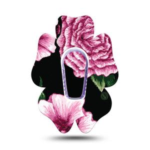 ExpressionMed Intricate Floral Dexcom G6 Flower Shape Tape Single Tape and Single Sticker Artistic Blossoms, Adhesive Patch Continuous Glucose Monitor Design