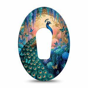 ExpressionMed Majestic Peacock Dexcom G6, Single Tape peacock feather pattern Fixing Ring Tape for Continuous Glucose Monitor