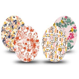 ExpressionMed Sunset Sorbet Variety Pack Medtronic Guardian Enlite Universal Oval, 4-Pack Tape Variety Geo Shapes and Animal Mix, Plaster CGM Design