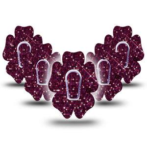 ExpressionMed Pink Sequins Dexcom G6 Flower Shape Tape 5-Pack Tape & 5-Pack Sticker Radiant Pink, Adhesive Patch Continuous Glucose Monitor Design